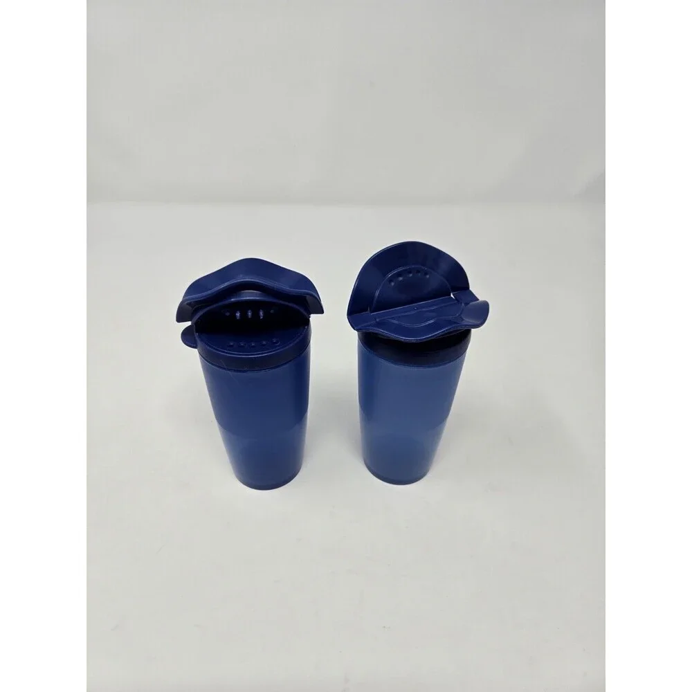 VINTAGE TUPPERWARE KITCHEN SALT & PEPPER BUTTER DISH CHEESE SUGAR SHAKER BLUE